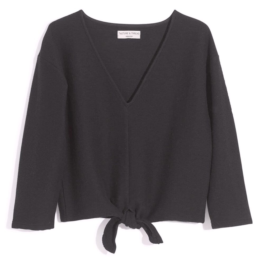SALE NWOT Madewell Texture & Thread black tie front top